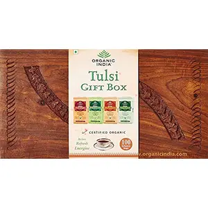 Organic India Tulsi Wooden Gift Box - 100 Tea Bags