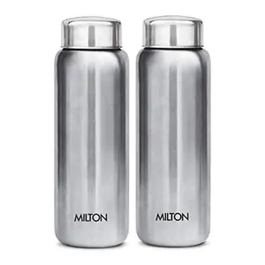 MILTON Aqua Stainless Steel Fridge Water Bottle 750ml Set of Two Silver