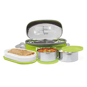Milton Executive Lunch Insulated Tiffin with 3 Leakproof Containers Green