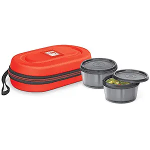 Milton Nutri Lunch Box with Microwavable Inner Steel (2 Container) Red