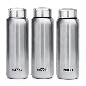 MILTON Aqua Stainless Steel Fridge Water Bottle 750ml Set of 3 Silver