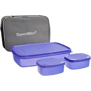 Signoraware Compact Lunch Box with Bag Purple