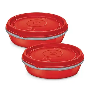 Milton Microwow Inner Stainless Steel Lunch Container Set of 2 200 ml Each Red | 100% Leak Proof | Microwave Safe | BPA Free | Dishwasher Safe | Easy to Carry | Air Tight