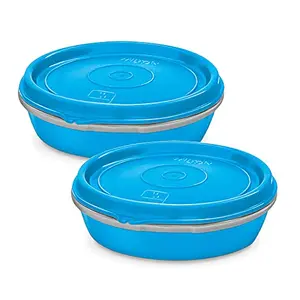 Milton Microwow Inner Stainless Steel Lunch Container Set of 2 200 ml Each Blue | 100% Leak Proof | Microwave Safe | BPA Free | Dishwasher Safe | Easy to Carry | Air Tight