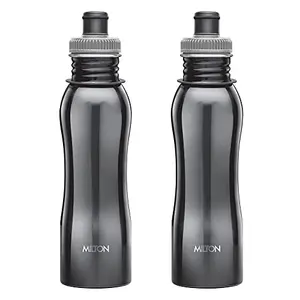 Milton Easy Grip 750 Stainless Steel Water Bottle Set of 2 750 ml Each Black | 100% Leaf Proof | Office Bottle | Gym Bottle | Home | Kitchen | Hiking | Treking Bottle | Travel Bottle