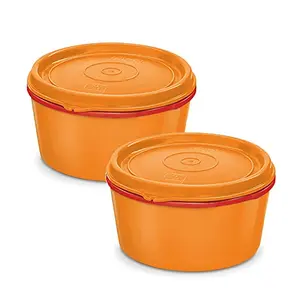 Milton Microwow Inner Stainless Steel Lunch Container Set of 2 350 ml Each Orange | 100% Leak Proof | Microwave Safe | BPA Free | Dishwasher Safe | Easy to Carry | Air Tight
