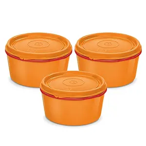 Milton Microwow Inner Stainless Steel Lunch Container Set of 3 350 ml Each Orange | 100% Leak Proof | Microwave Safe | BPA Free | Dishwasher Safe | Easy to Carry | Air Tight