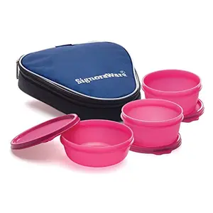 Signoraware Plastic Sleek Lunch with Insulated Bag (Pink)