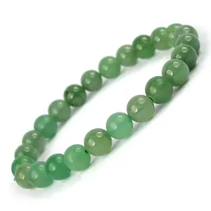 Reiki Crystal Products Natural Green Jade Bracelet Crystal Stone 8mm Round Bead Bracelet for Reiki Healing and Crystal Healing Stones