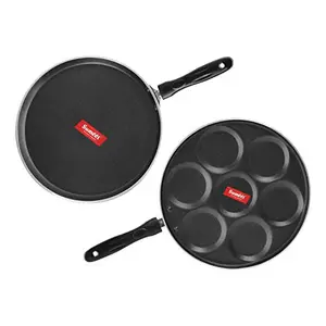 Sumeet Go Aluminium Cookware Set 1 Dosa Tawa 1 Multi Snack Maker (Red)