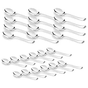 Sumeet Stainless Steel Spoon Set of 24 Pc (Baby/Medium Spoon 12 Pc (16cm L) Dessert/Table Spoon 12 Pc (18.5cm L)) (1.6mm Thick)
