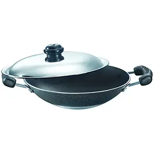 Prestige Omega Select Plus Residue Free Non-Stick Deep Appachetty with Lid 20cmBlack and stainless steel