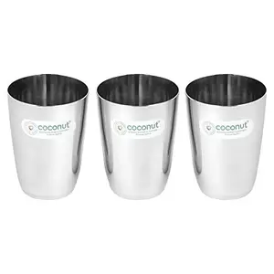 Coconut Stainless Steel B26 Craft Water Glass Set of 3 - Diameter 7.5 cm - Capacity - 250ML Each Glass