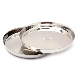 Coconut Stainless Steel Heavy Guage (22 Guage) Dinner Plate/Thali - 2 Quantity - Diamater - 10 Inch Each Plate