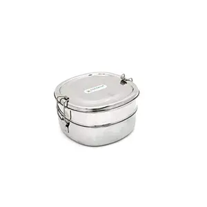 Coconut Stainless Steel Lunch Box 2 Container Charka Shape Double (650ml)