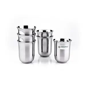 Coconut Stainless Steel Glass - 6 Pieces White 300 ml
