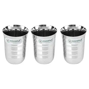 Coconut Stainless Steel A1 Water Glasses - Set of 3 - Capacity - 350ML Each Glass