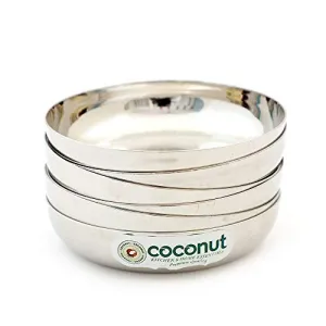 Coconut Stainless Steel Halwa Plate Set 6-Pieces Silver