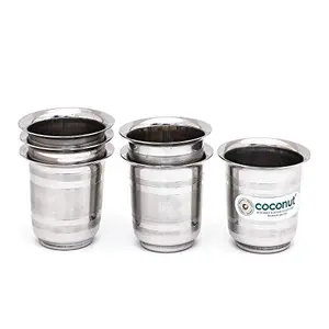 Coconut Stainless Steel Max Glass/Coffee & Tea Mini Glass Set of 6Pc -Capacity -250ML Each Glass
