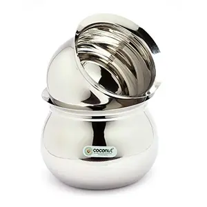 Coconut Stainless Steel Kanchi Handi/Cookware (Without Handle & Lid) - Set of 2 Unit - Capacity -550ML & 800 ML