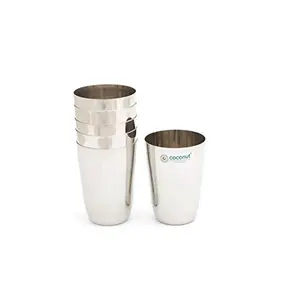 Coconut Stainless Steel Water Glass Set of 6 - Diameter 7.5 cm - Capacity - 250ML Each Glass