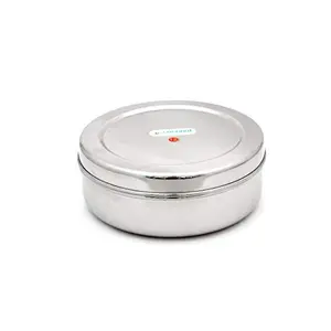 Coconut Stainless Steel Storage Container Papad Box/Chapati Box/Fridge Box/Utility Box - 1200 ml (Container 1-8.8 Inches Width & 3 Inches Height)