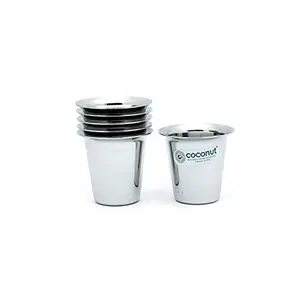 Coconut Stainless Steel Mini Glasses Ideal for Tea/Coffee - Set of 6 - Capacity - 200 ML Each Glass