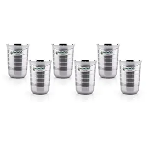 Coconut Stainless Steel Glasses - Set of 6 - Capacity - 350ML Each Glass