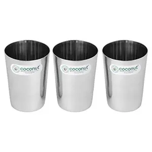 Coconut Stainless Steel B7 Amitabh Water Glasses - Set of 3 (200 ML Each Glass)