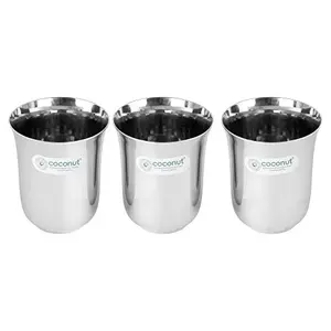 Coconut Stainless Steel B5 Plain Water Glasses - Set of 3 - Capacity - 300ML Each Glass