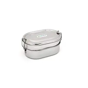 Coconut Stainless Steel Lunch Box 2 Container Capsule Shape Double (650 ml)