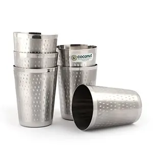 Coconut Stainless Steel Shower Glasses - 6pc - Capacity -340ML Each Glass