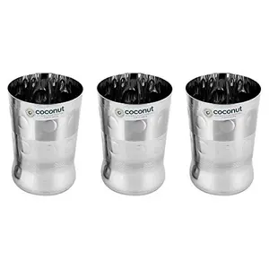 Coconut Stainless Steel A15 Water Glasses - Set of 3 -Capacity -350ML Each Glass