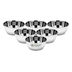 Coconut Stainless Steel Cute Bowl/Vati/Katori- C31 - Set of 6- Capacity Each Bowl 200ML