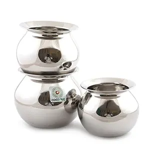 Coconut Stainless Steel Balloon/Containers/Handi - Set of 3 Qty (1500ML2500ML & 4000ML)