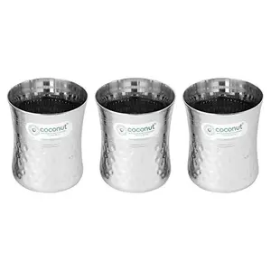 Coconut Stainless Steel A14 Nexa Hammered Glasses - Set of 3 - Capacity - 250 ML Each Glass