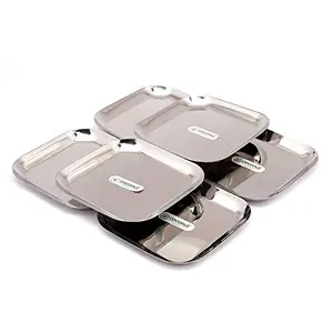 Coconut Stainless Steel Square Plate Diameter - 20Cm - Set of 6
