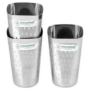 Coconut Stainless Steel A11 Water Glass Set of 3 - Capacity - 200ml Each Glass