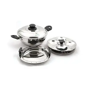 coconut Stainless Steel Idly Steamer with Thick Sandwich Bottom Base