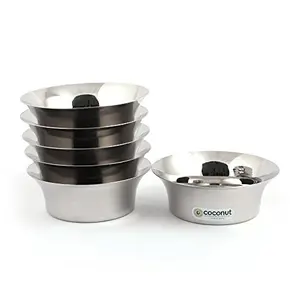 Coconut Stainless Steel Pari Bowl/Vati/Katori - Set of 6 (9 cm Diameter)- Capacity -120ML Each Bowl