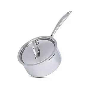 Bergner Argent Tri-Ply Stainless Steel Saucepan with Stainless Steel Lid (18 cm 2.2 Litres Induction Base Silver)
