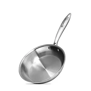 Bergner Argent 5CX 5-Ply Stainless Steel Fry Pan with Riveted Cast Handle & Induction Base (20 cm Silver)