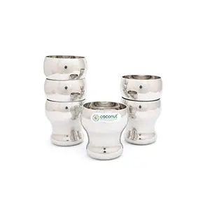 Coconut Stainless Steel Water Glass Set of 6 - Diameter 8 cm - Capacity - 200ML Each Glass