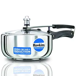 Hawkins 3 Litre Pressure Cooker Stainless Steel Cooker Wide Design Pan Cooker Induction Cooker Silver (HSS3W) - Inner Lid