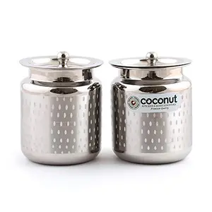 Coconut Stainless Steel Shower Ghee Pot - 2 Pc (850 ML Each)