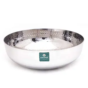 Coconut Stainless Steel Hammered Taasla/Kadhai (Without Handle & Lid) Heavy 18 Guage - Diamater - 9.5 Inches