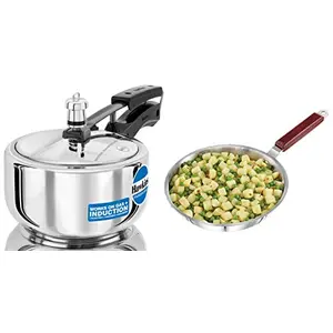 Hawkins Stainless Steel Pressure Cooker 2 Litres Silver and Tri-ply Stainless Steel Frying Pan 22 cm