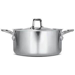 MILTON Pro Cook Triply Stainless Steel Casserole with Lid 22 cm / 4 Litre- Silver