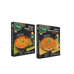 Ready To Eat Pack Of 2(Quinoa Sambar Rice With Goodness Of Brown Rice, 300 Gm) + (Quinoa Masala Khichadi With Goodness Of Brown Rice, 300 Gm), 600 Gm