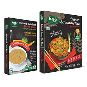 Combo Pack Of 2 (Quinoa Schezwan Rice With Goodness Of Brown Rice 265 Gm) + (Quinoa And Oats Garden Veggies Soupy Meal With Chia Seeds - 40 Gm), 305 Gm